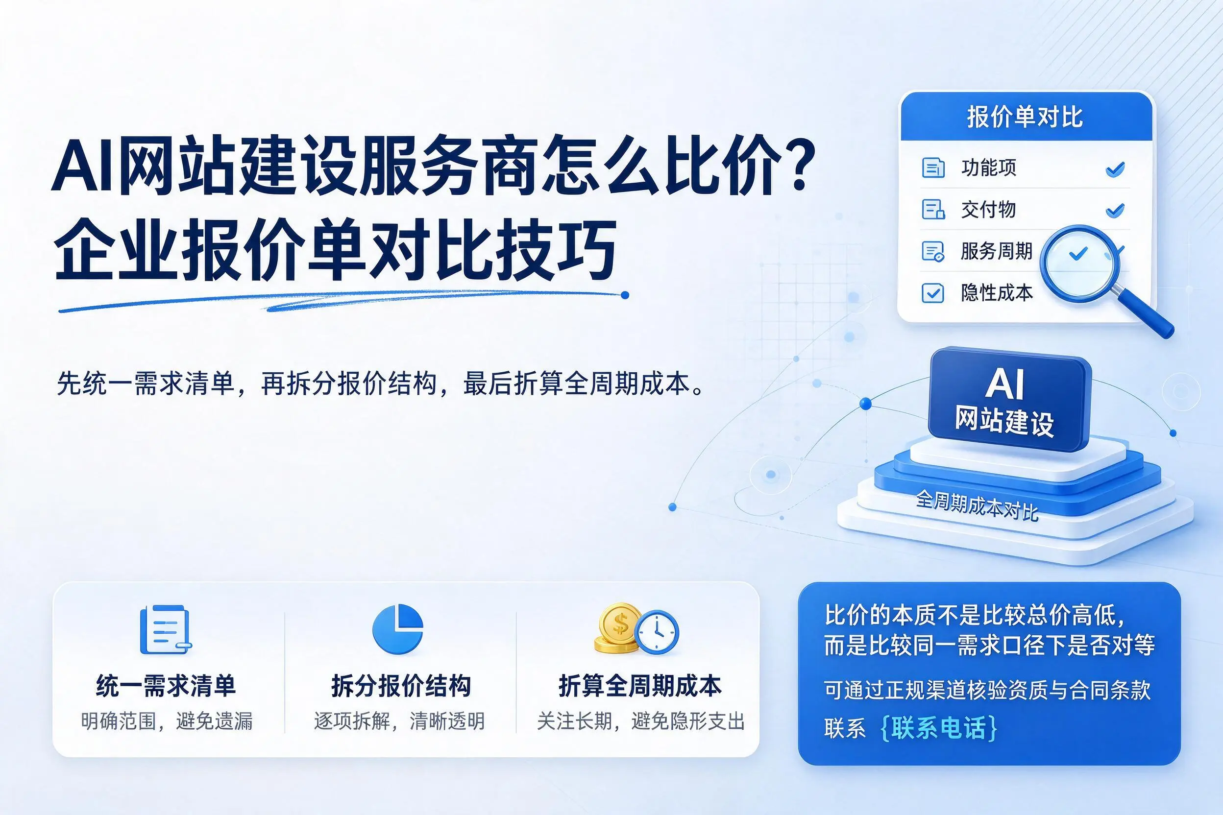 AI网站建设服务商怎么比价？平凉企业报价单对比技巧