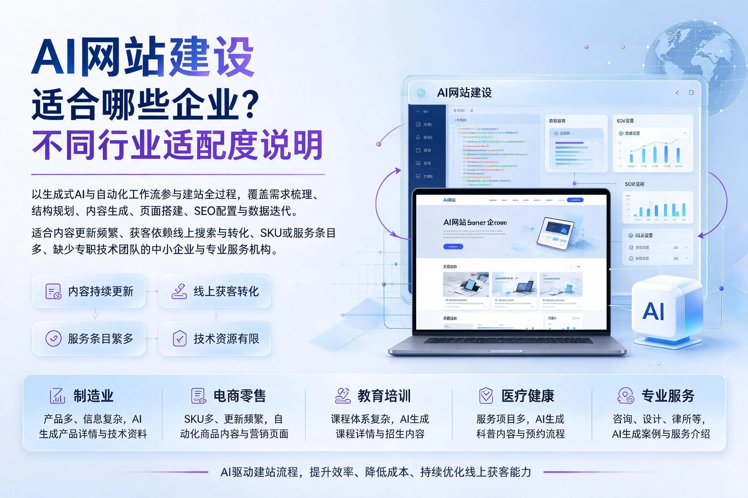 AI网站建设适合哪些企业？平凉不同行业适配度说明